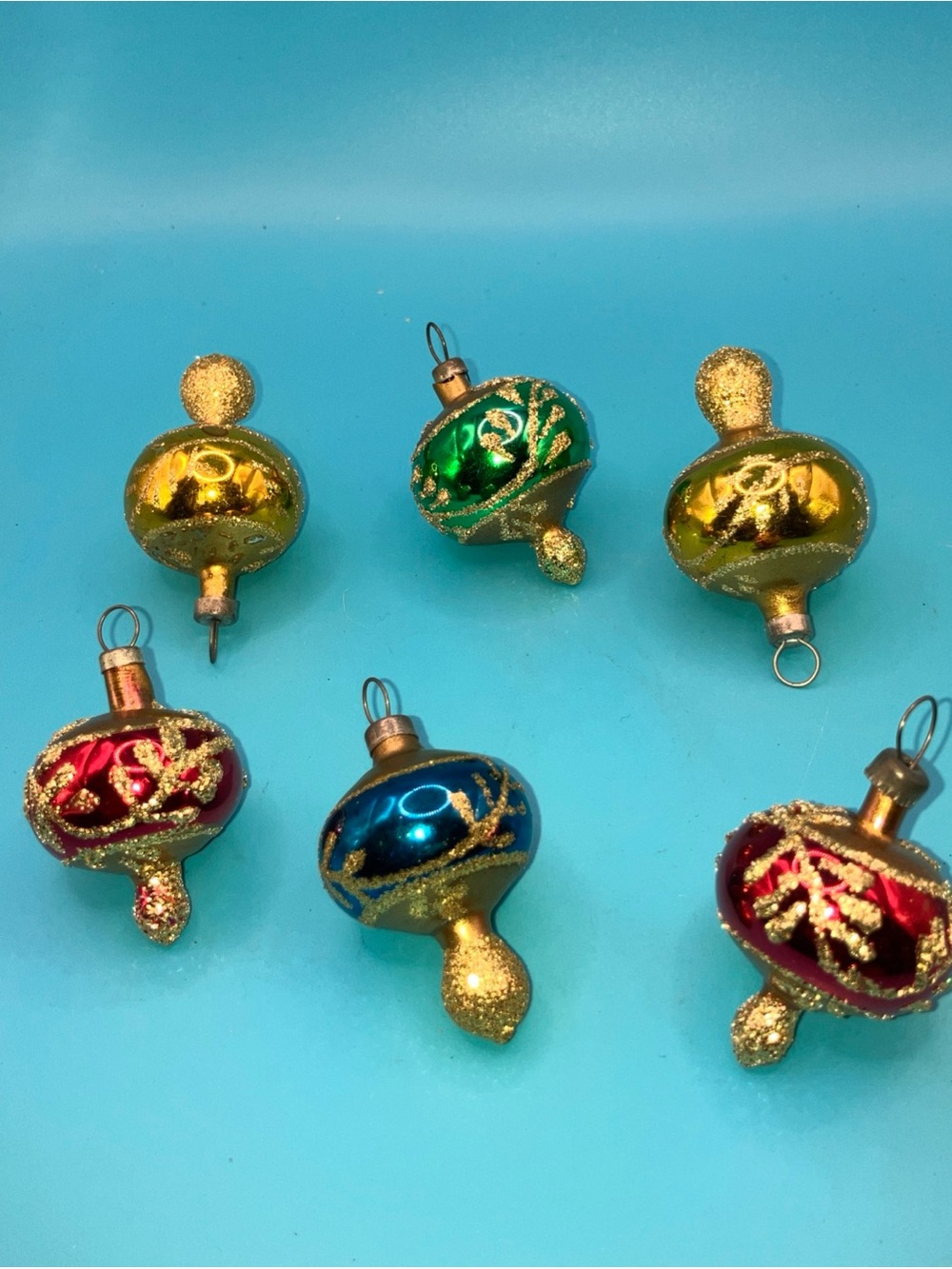 Vintage Lot of 6 Small (2 Inches)Christmas Ornaments